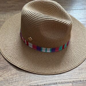 Stylish Tan Straw Hat with Colorful Band by Kendra Scott